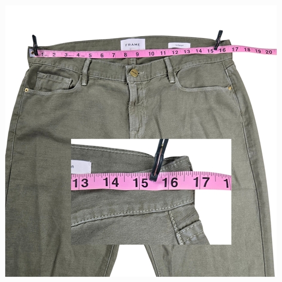 Frame Washed Military Green Le Garçon Mid-Rise Classic Boyfriend Jean Women‎ 28 - Picture 11 of 14
